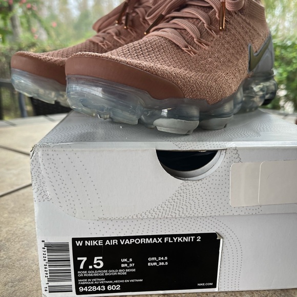 Like New with Box, Rose Gold Nike Air VaporMax Flyknit 2 - Picture 6 of 9
